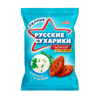 Сухарики Русскарт Русские Сухарики ржаные со вкусом сметаны и зелени, 50г