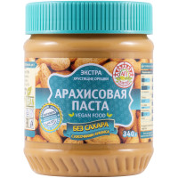 Арахисовая паста Азбука Продуктов Экстра без сахара с кусочками арахиса, 340г
