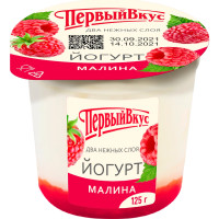 Йогурт Первый Вкус малина двухслойный 6%, 125г