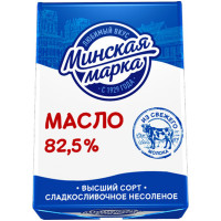 Масло сладкосливочное Минская Марка Крестьянское несолёное 82.5%, 180г