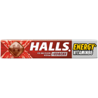 Карамель леденцовая Halls Energy с кофеином и витамином B6 со вкусом колы, 25г
