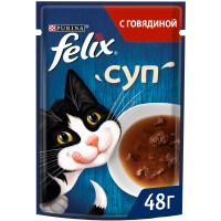 Влажный корм для кошек Felix Суп с говядиной в соусе, 48г