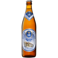 Пиво Hofbrau Мюнхнер Вайс светлое пастеризованное нефильтрованное неосветлённое 5.1%, 500мл