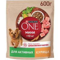 Сухой корм Purina One для активных собак мелких пород с курицей и рисом, 600г