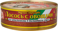 Лосось Вкусные Консервы По-итальянски с овощами в томатном соусе, 230г