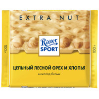 Шоколад белый Ritter Sport Цельный лесной орех и хлопья, 100г
