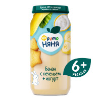 Пюре ФрутоНяня из банана с йогуртом и печеньем с 6 месяцев, 250г