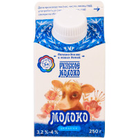 Молоко Рузское цельное пастеризованное 3.2-4%, 250мл
