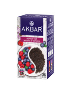 Чай Akbar чёрный малина-черника в пакетиках, 25х1.5г