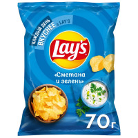 Чипсы картофельные Lays со вкусом сметаны и зелени, 70г