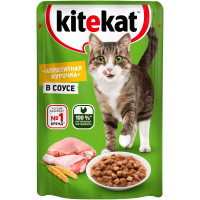 Влажный корм Kitekat для взрослых кошек со вкусом курицы в соусе Аппетитная курочка, 85г