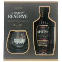 Коньяк Золотой Резерв Black Cask пятилетний 40%, 500мл + бокал