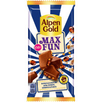 Шоколад молочный Alpen Gold Max Fun мармелад-попкорн-взрывная карамель, 150г