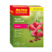 Каша овсяная Ясно Солнышко Ассорти клубника-малина-изюм, 6х45г Каша овсяная Ясно Солнышко Ассорти клубника-малина-изюм, 6х45г