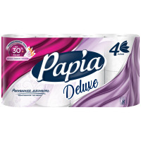 Туалетная бумага Papia Deluxe белая 4 слоя, 8шт