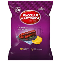 Чипсы Русская Картошка картофельные со вкусом Охотничьи колбаски, 140г