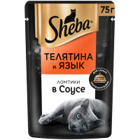 Влажный корм Sheba для кошек Ломтики в соусе с телятиной и языком, 75г
