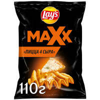 Чипсы Lays Maxx из натурального картофеля со вкусом пиццы 4 сыра, 110г