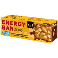 Батончик Soj Energy Bar Zero арахисовый в молочном шоколаде без сахара, 45г