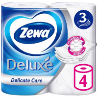 Туалетная бумага Zewa Deluxe белая 3 слоя, 4шт