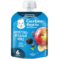 Пюре фруктовое Gerber фруктово-ягодный микс с 6 месяцев, 90г