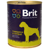 Корм Brit говядина и сердце для собак, 850г