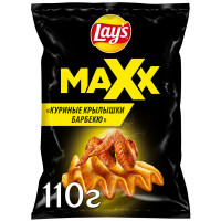 Чипсы Lays Maxx из натурального картофеля со вкусом куриных крылышек барбекю, 110г