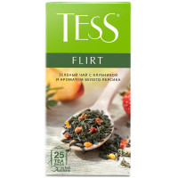 Чай Tess Flirt зелёный с клубникой и ароматом белого персика в пакетиках, 25х1.5г