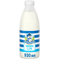 Молоко Простоквашино питьевое пастеризованное 1.5%, 930мл