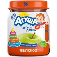 Пюре фруктовое Агуша Яблоко для детского питания с 4 месяцев, 100г
