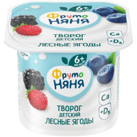 Творог ФрутоНяня с лесными ягодами обогащенный витамином D3 4.2%, 100г