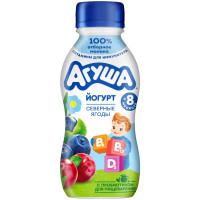 Йогурт питьевой Агуша Черника-Брусника-Клюква для детского питания с 8 месяцев 2.7%, 180г