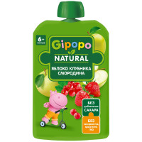 Пюре Gipopo яблоко-клубника-красная смородина, 90г