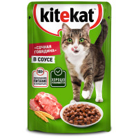 Влажный корм Kitekat для взрослых кошек со вкусом говядины в соусе Сочная говядина, 85г
