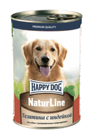 Корм Happy Dog Natur Line Телятина с индейкой для собак, 410г