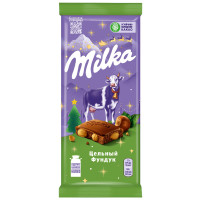 Шоколад Milka молочный с цельным фундуком, 80г