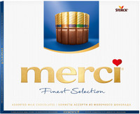 Набор конфет Merci шоколадные ассорти 4 вида из молочного шоколада, 250г