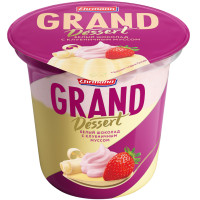 Пудинг молочный Grand Dessert Белый шоколад с клубничным муссом 6%, 200г