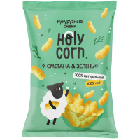 Кукурузные снеки Holy Corn Сметана и зелень, 50г