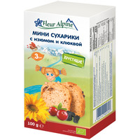 Мини сухарики детские Fleur Alpine С изюмом и клюквой, с 3 лет, 100г