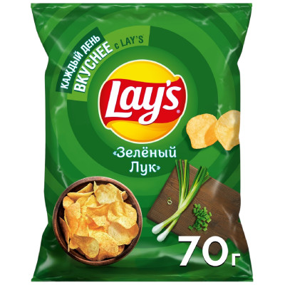 Чипсы картофельные Lays со вкусом молодого зеленого лука, 70г