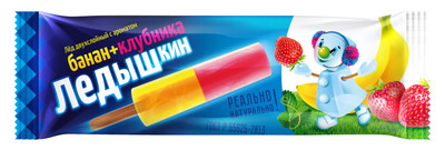 Десерт двухслойный Волга Айс Лёд Ледышкин банан-клубника замороженный, 60г