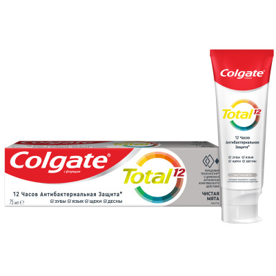 Зубная паста Colgate Total 12 Чистая мята для комплексной антибактериальной защиты, 75мл