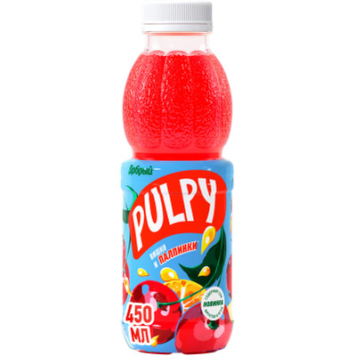 Напиток сокосодержащий Добрый Pulpy из яблок, черноплодной рябины и вишни для детского питания, 450мл