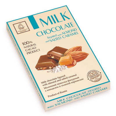 Шоколад молочный Кортес с миндалём и солёной карамелью, 75г