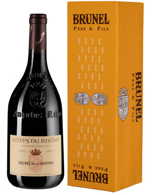Вино Brunel de la Gardine Cotes du Rhone AOC красное сухое 13.5% в подарочной упаковке, 750мл