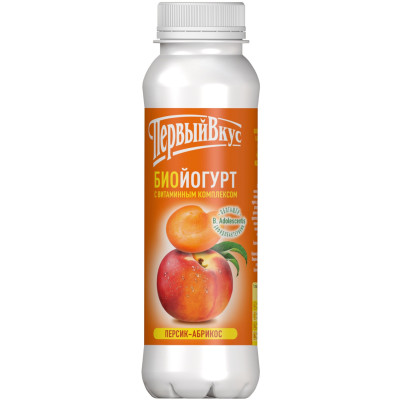 Биойогурт Первый Вкус персик-абрикос обогащенный 2.5%, 270мл