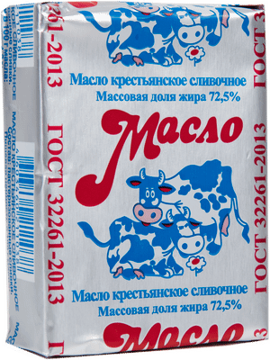 Масло сливочное Славмо Крестьянское 72.5%, 185г