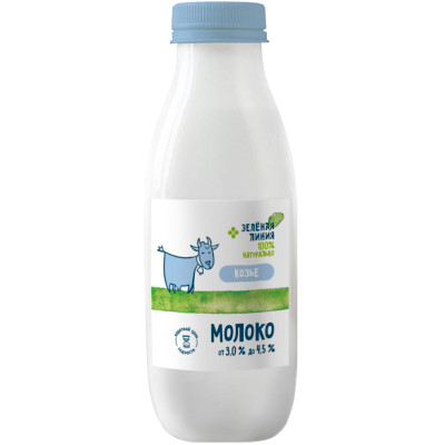 Молоко козье пастеризованное 3-4.5% Зелёная Линия, 450мл