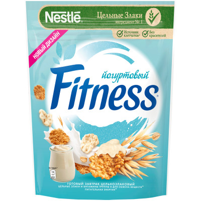 Хлопья Nestle Fitness Йогуртовые из цельной пшеницы в йогуртовой глазури, 160г
